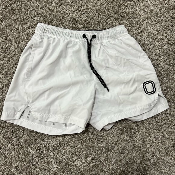 White Overtime Athletic Shorts with Black Drawstring - Picture 1 of 5